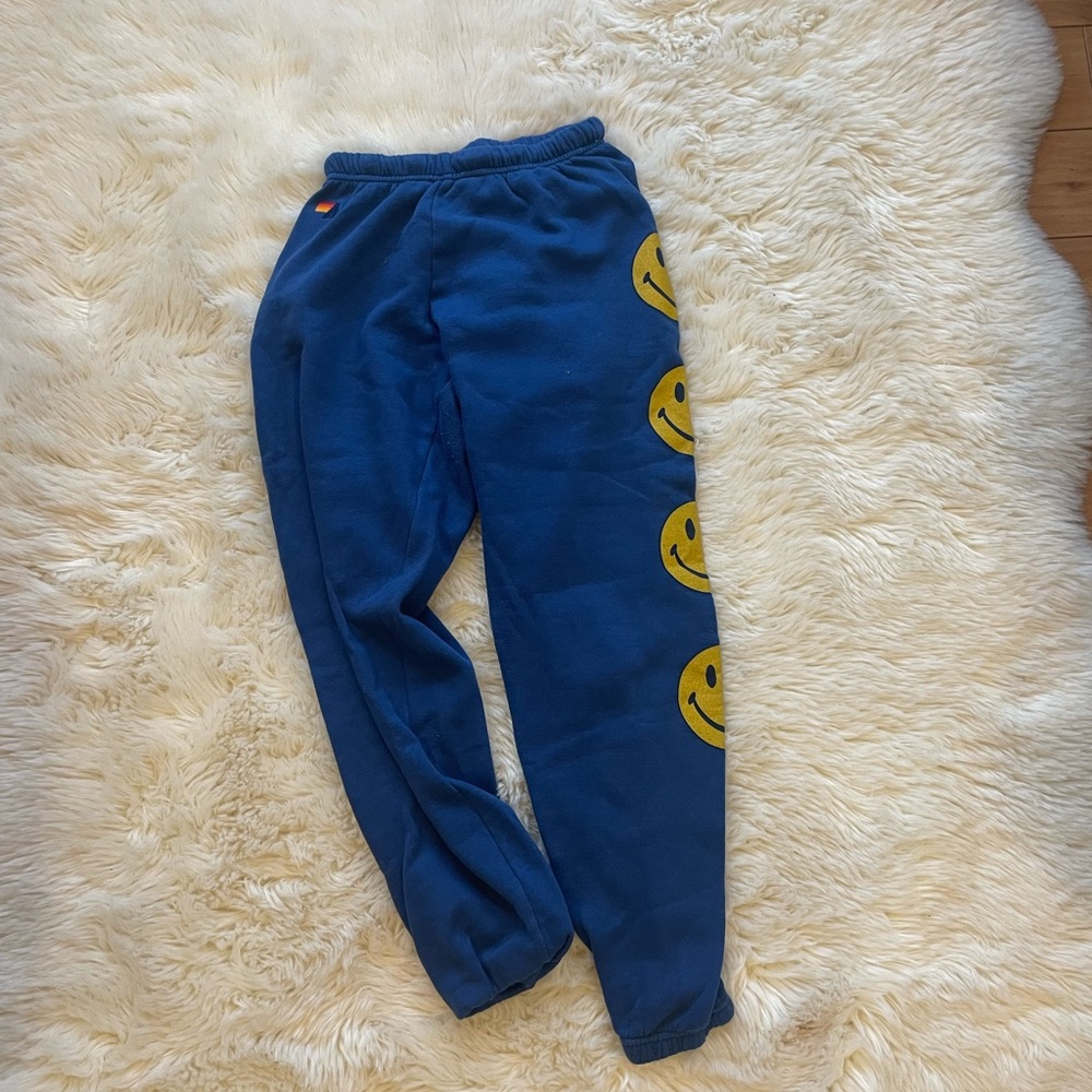 Aviator Nation navy blue smiley face sweatpants